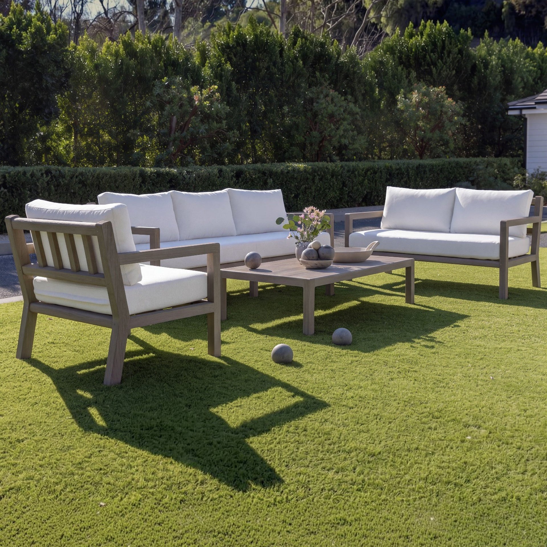 Juliet Weathered (Ready To Ship) Teak A-Grade Outdoor Sofa Lounge Set