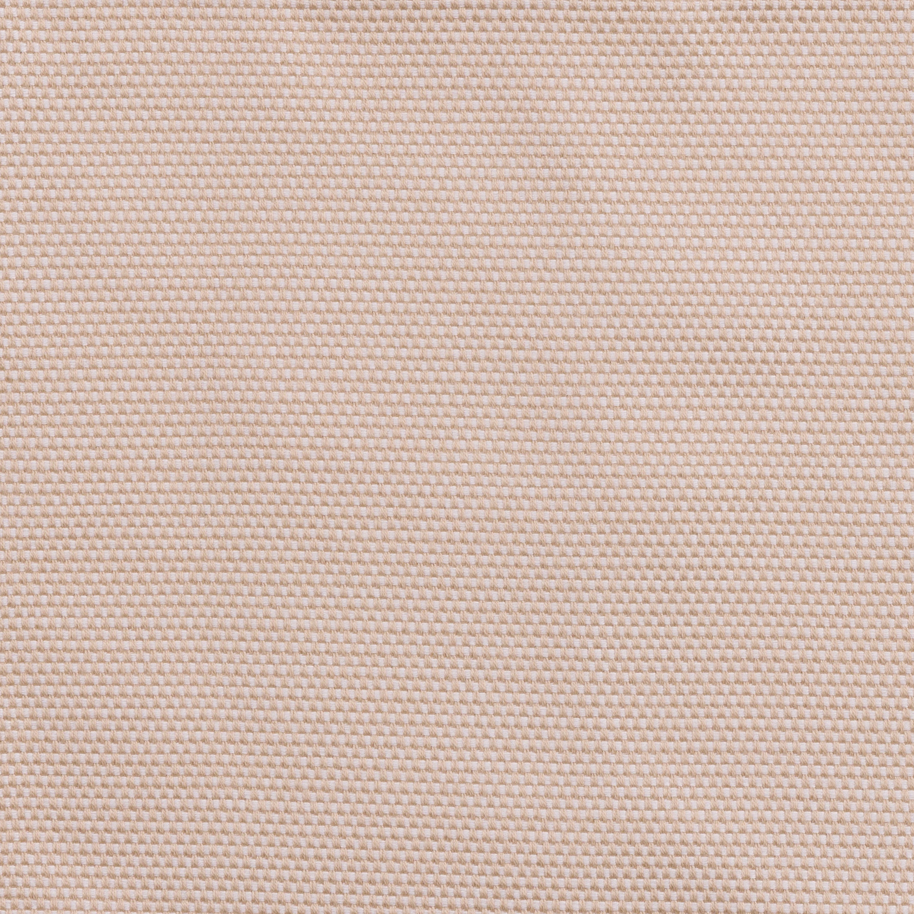 A beige fabric displays a tightly woven, grid-like texture, covering the entire surface in a uniform pattern.