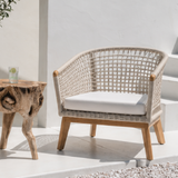 Ravoli Teak A-Grade and Rope Outdoor Lounge Chair (Cream)