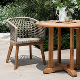 Ravoli teak and rope outdoor dining arm chair taupe