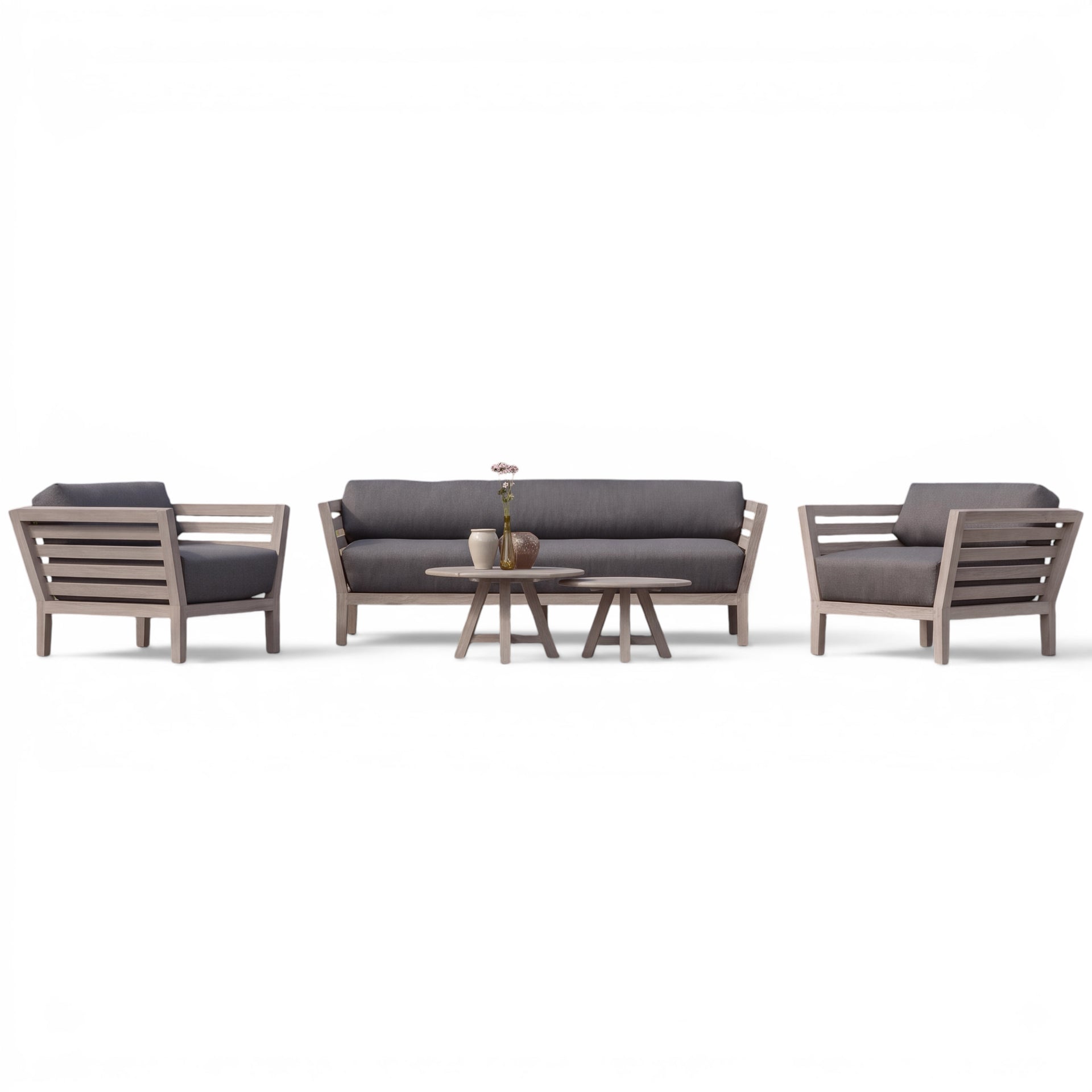 Romeo Weathered (Ready To Ship) Teak A-Grade Outdoor Sofa Lounge Set