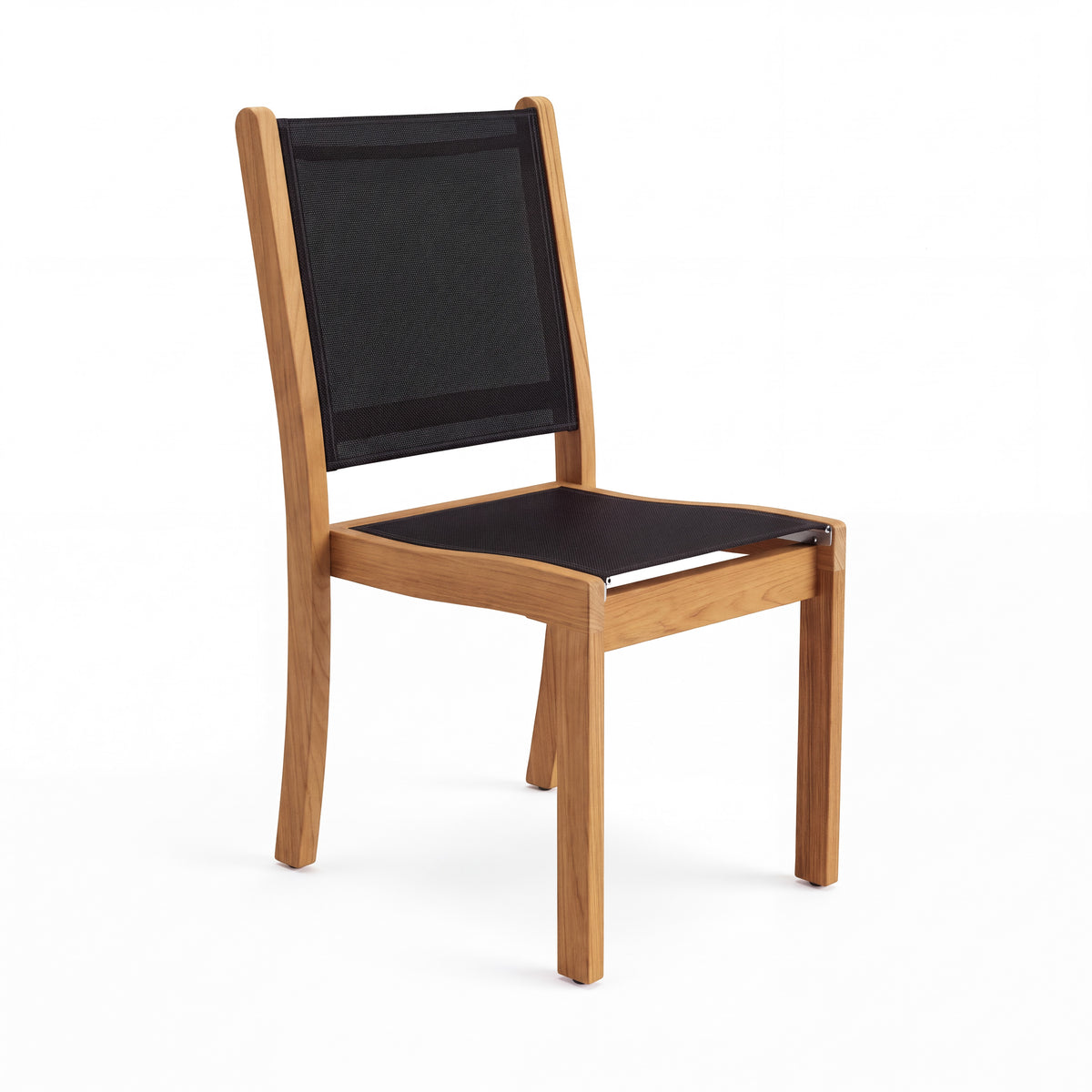 Santorini Teak A-Grade and Mesh Stacking Outdoor Dining Side Chair (Black)