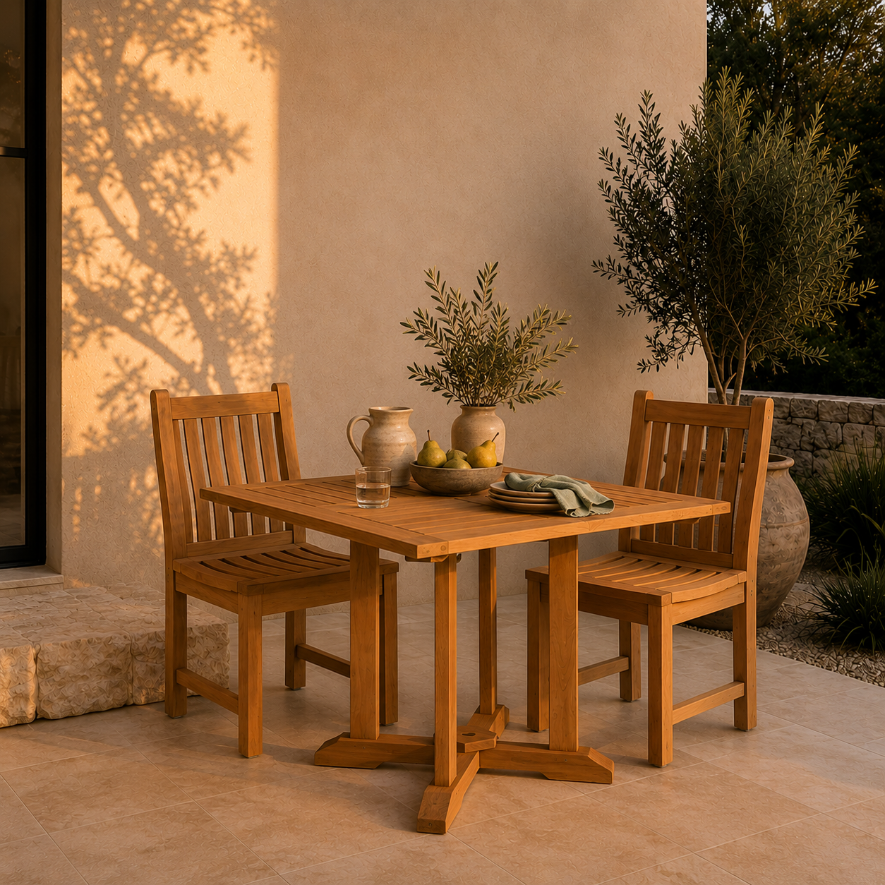 Square Teak A-Grade Outdoor Pedestal Table 35"