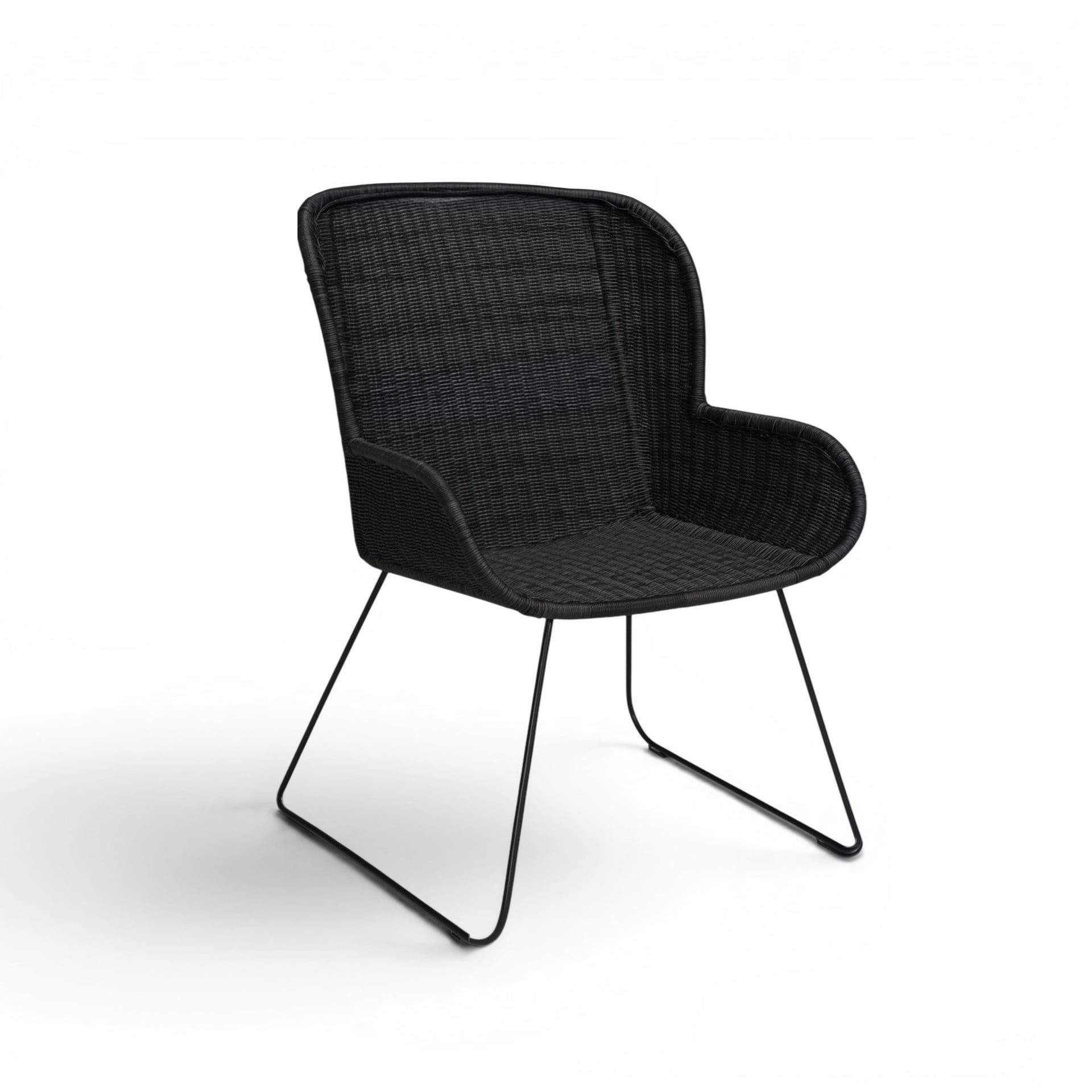 Georgia Wicker Outdoor Dining Arm Chair (Black)