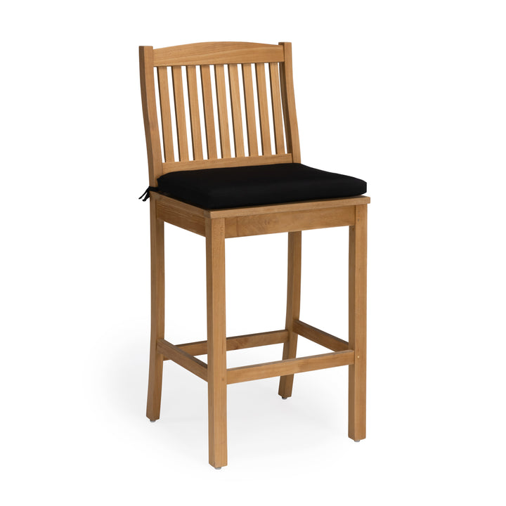 Verona teak outdoor bar stool with black cushion