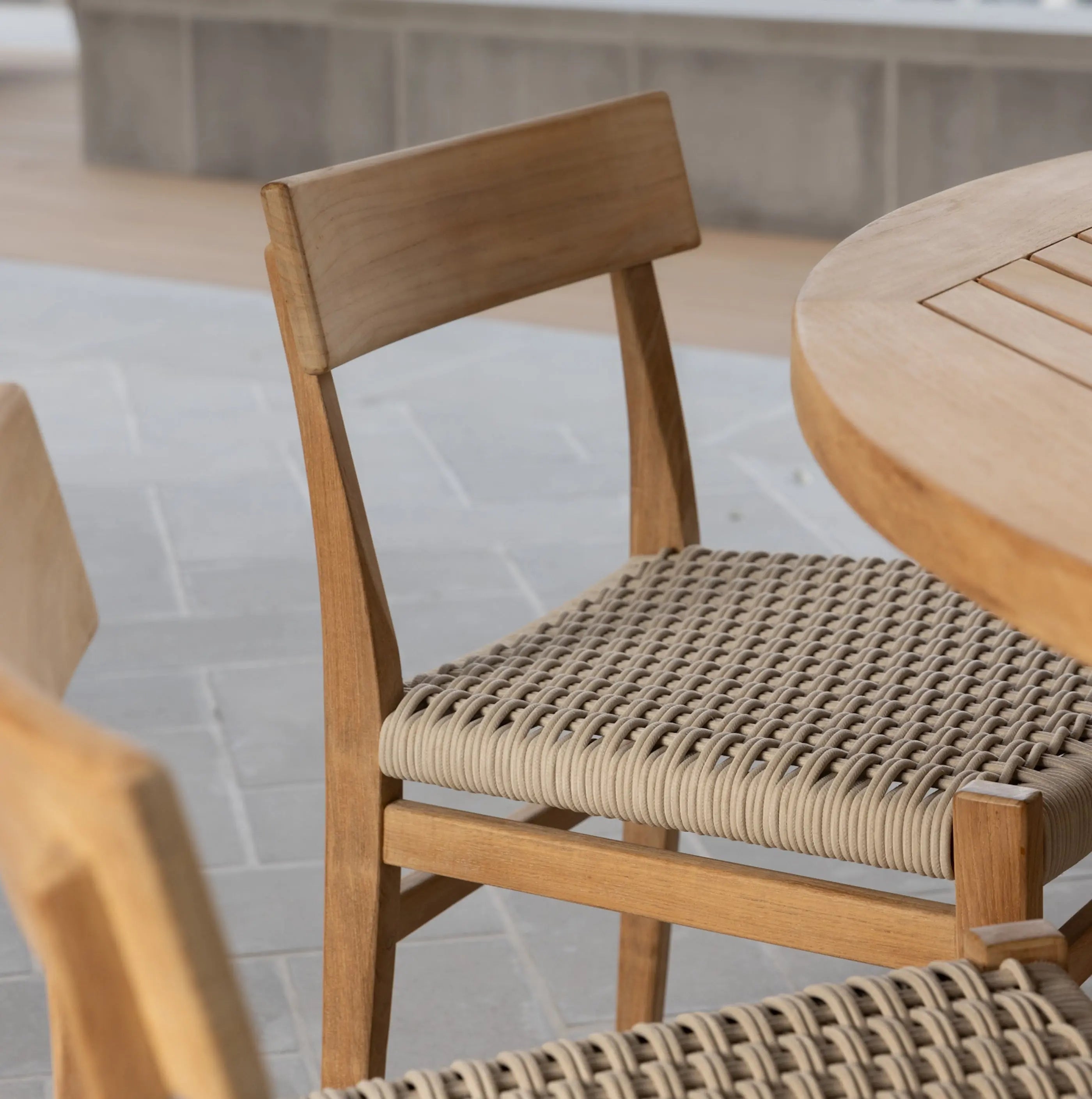 Ravoli Teak and Rope Outdoor Dining Side Chair (Cream) Teak Warehouse