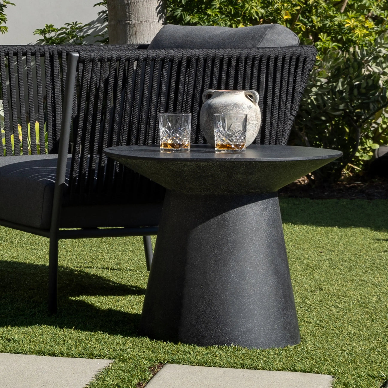 Holly Concrete Outdoor Side Table (Black) Teak Warehouse