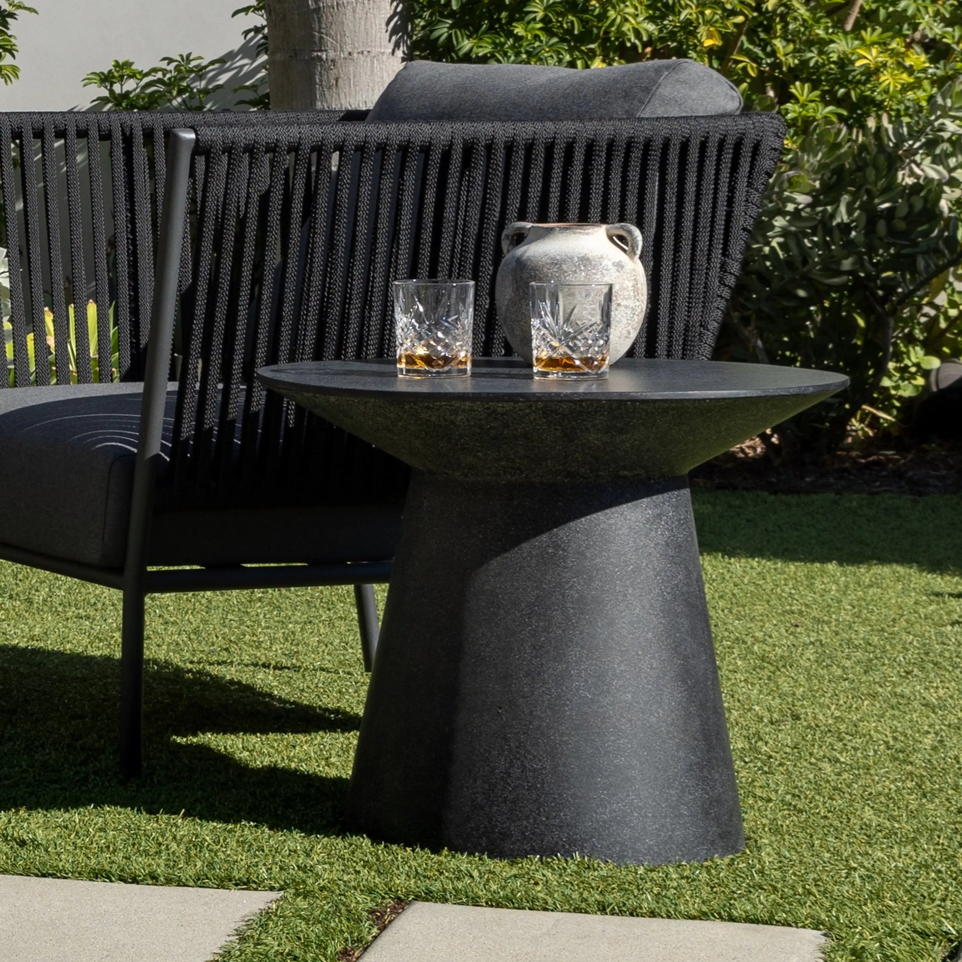 Holly Concrete Outdoor Side Table (Black) Teak Warehouse