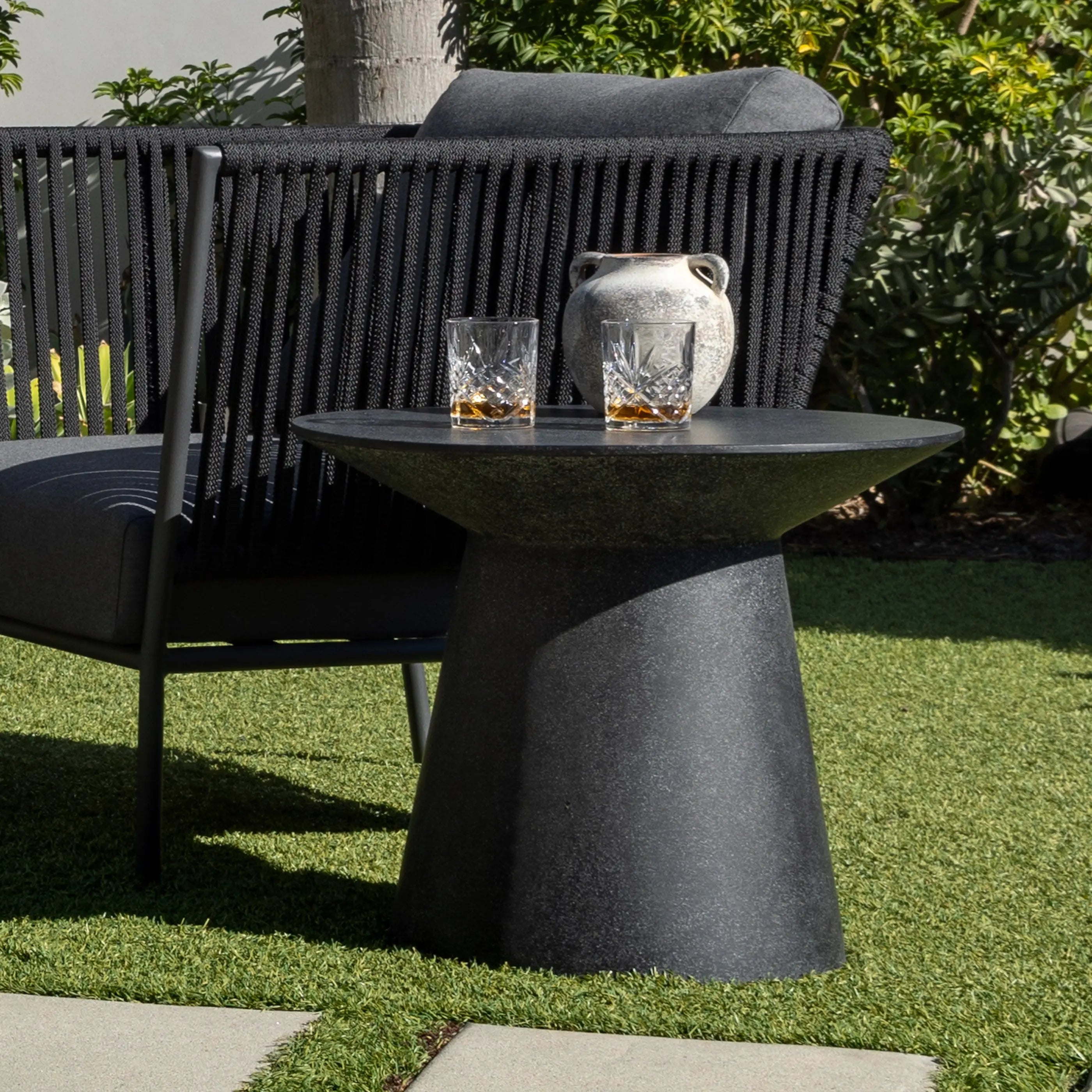Holly Concrete Outdoor Side Table (Black) Teak Warehouse