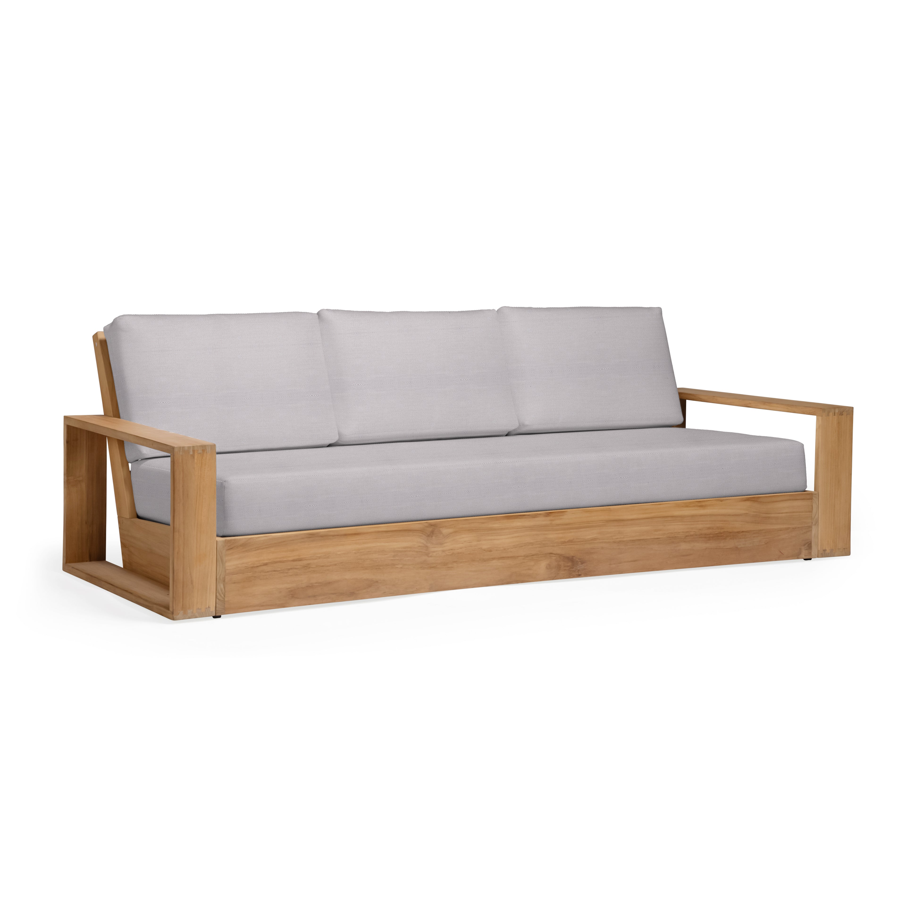 Kuba Teak outdoor sofa with gray cushions