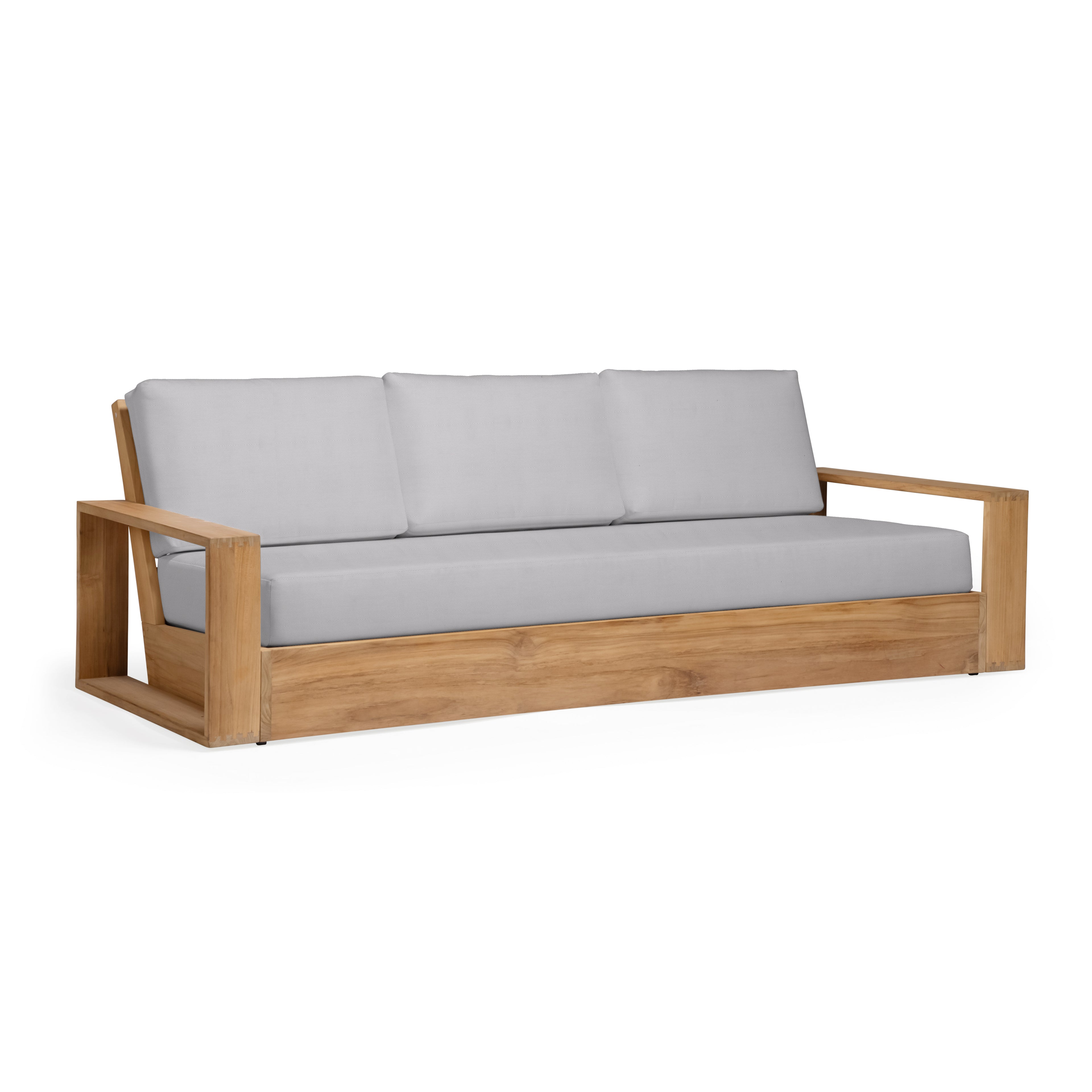 Kuba Teak outdoor sofa with gray cushions
