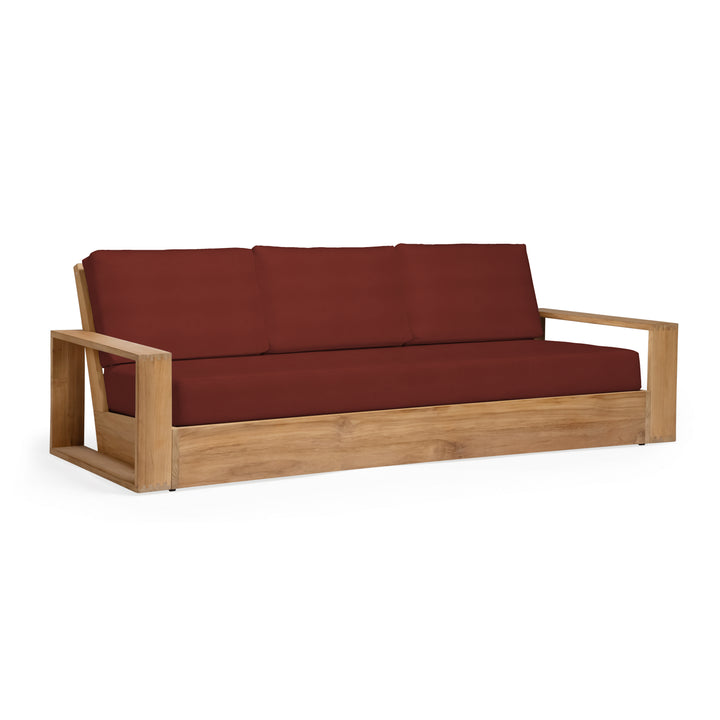 Kuba teak outdoor sofa with brown cushions