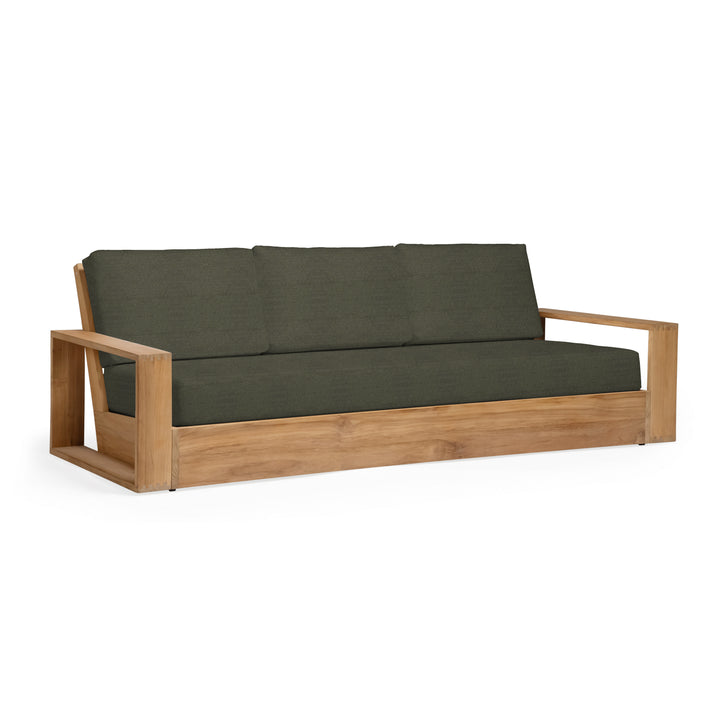 Kuba Teak outdoor sofa with dark cushions