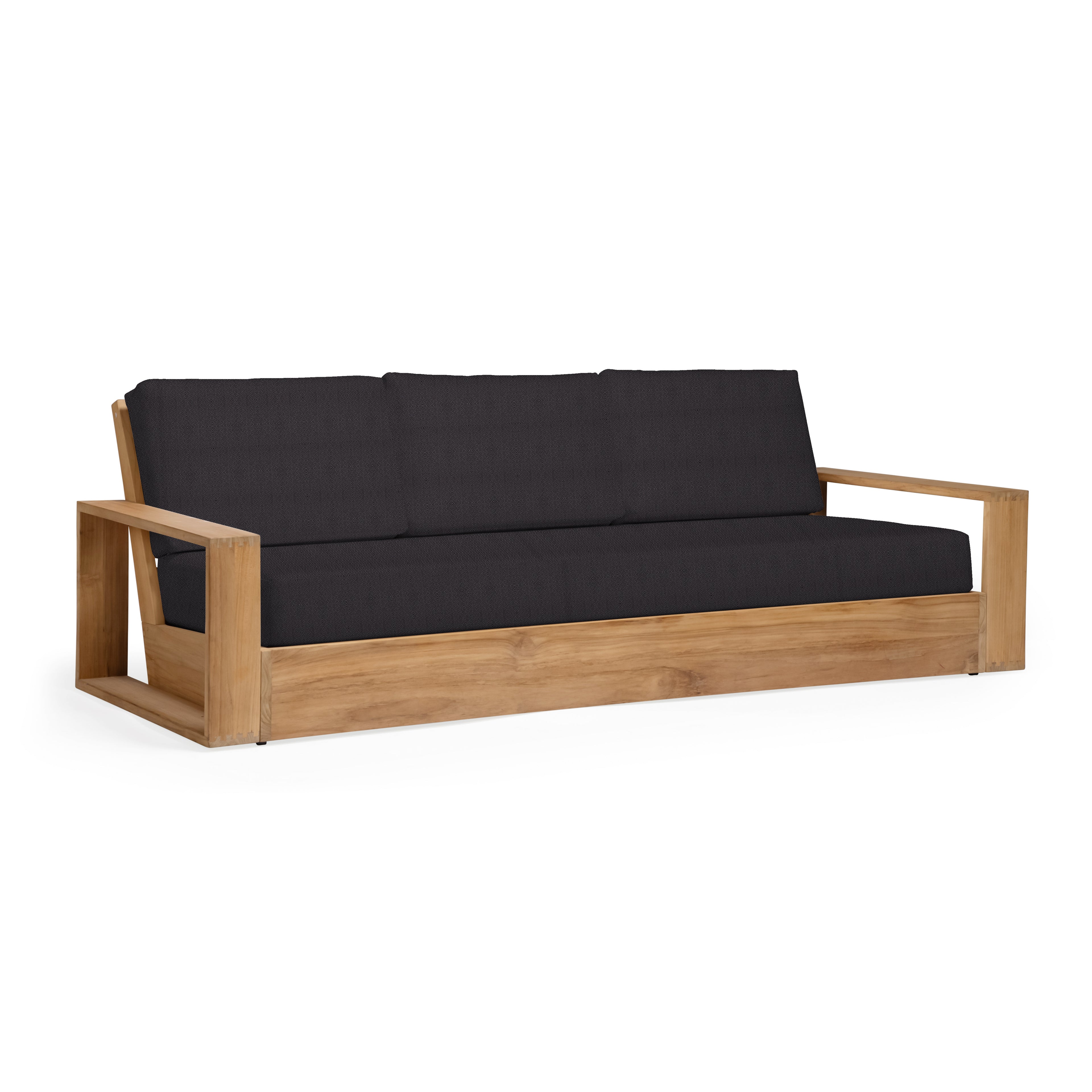 Kuba Teak outdoor sofa with black cushions