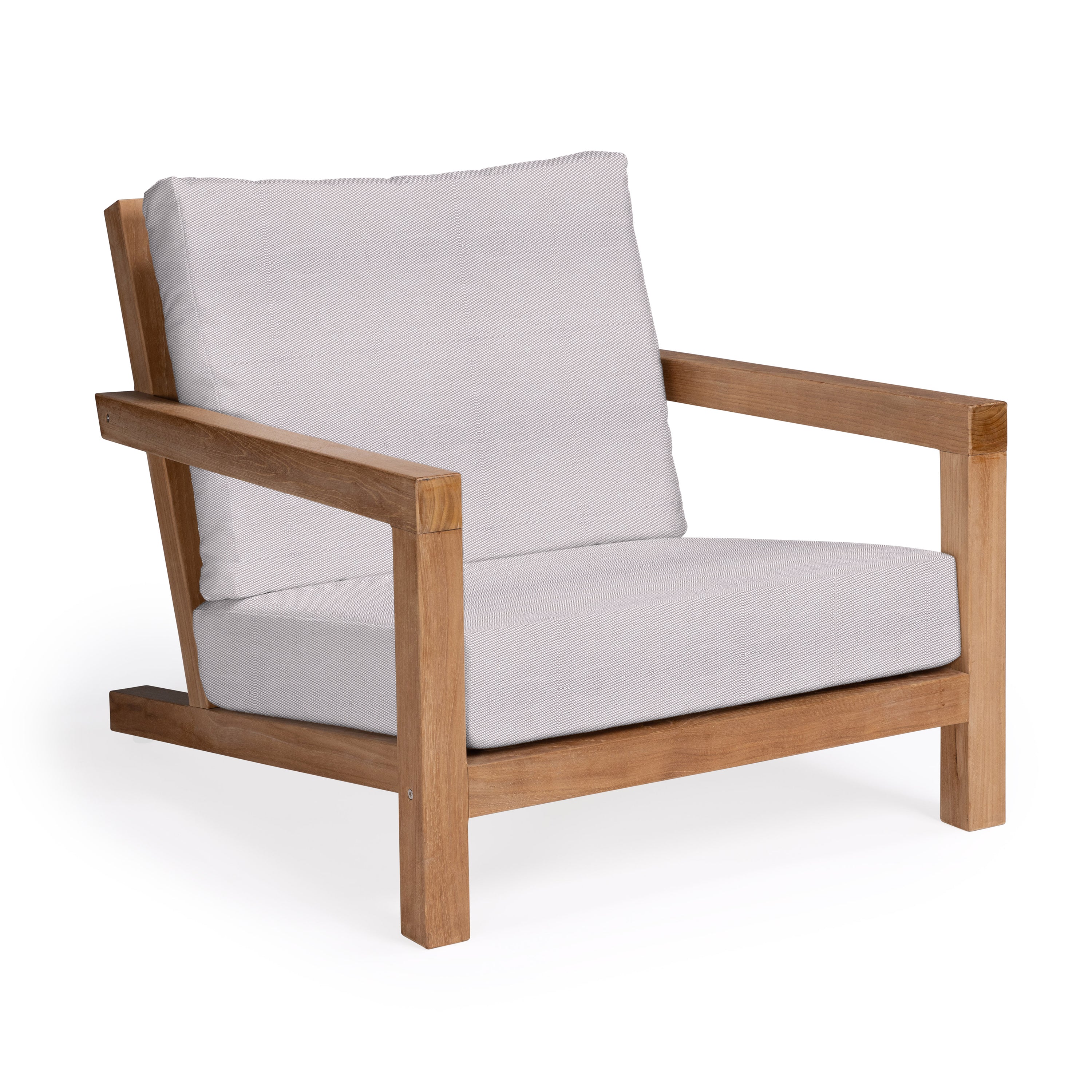 Granada teak outdoor club chair with light cushions