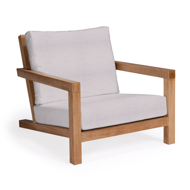 Granada teak outdoor club chair with light cushions