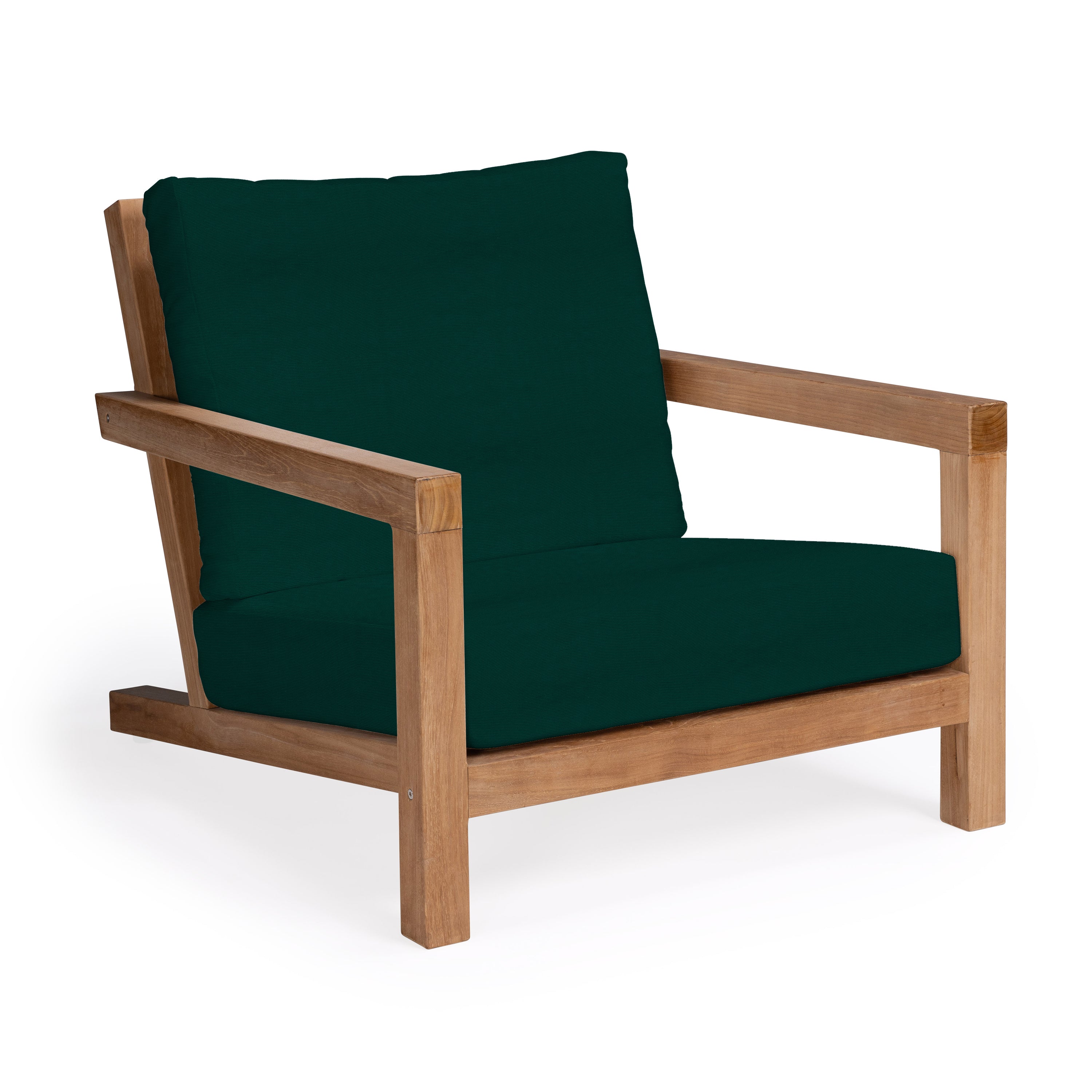 Granada teak outdoor club chair with dark cushions