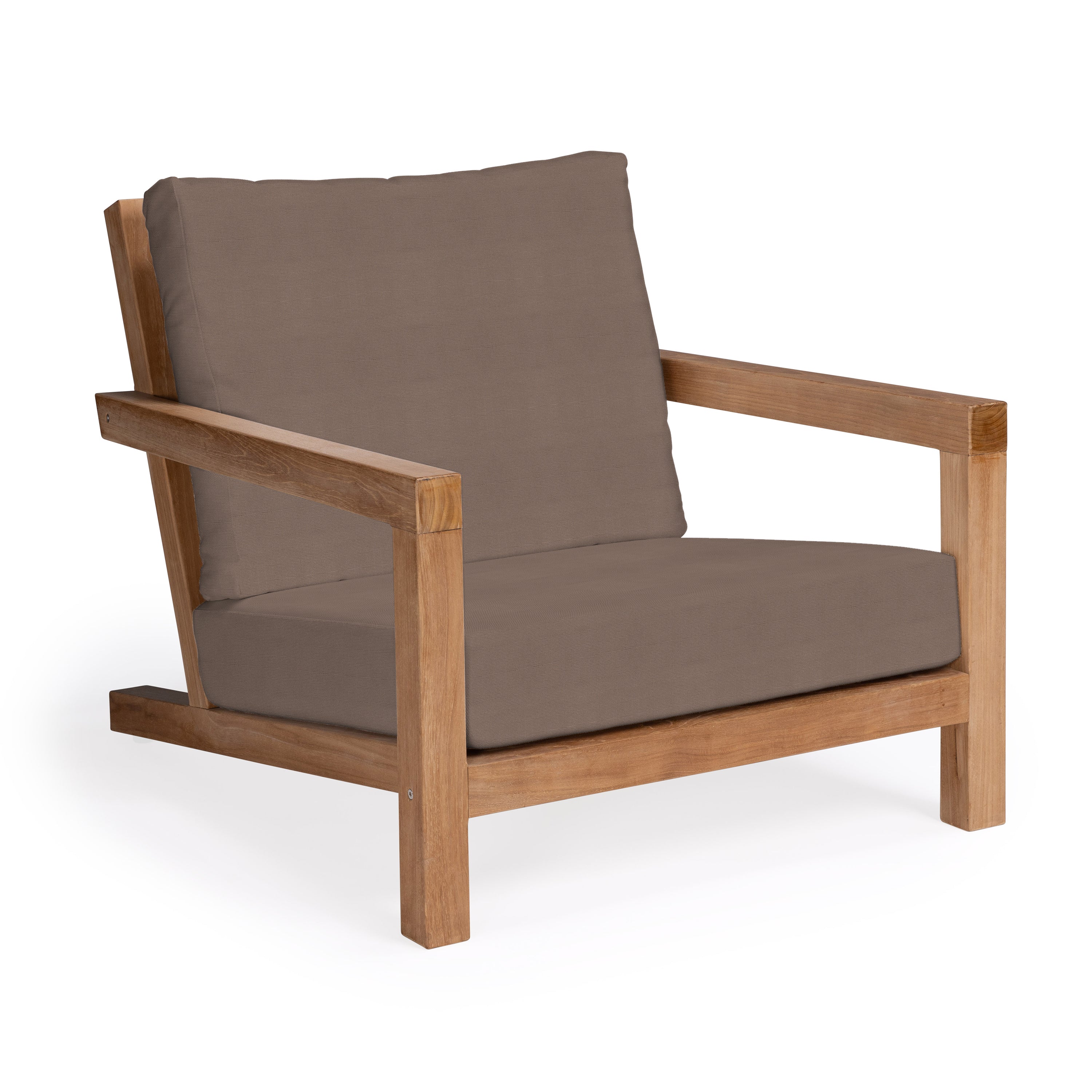 Granada teak outdoor club chair with brown cushions