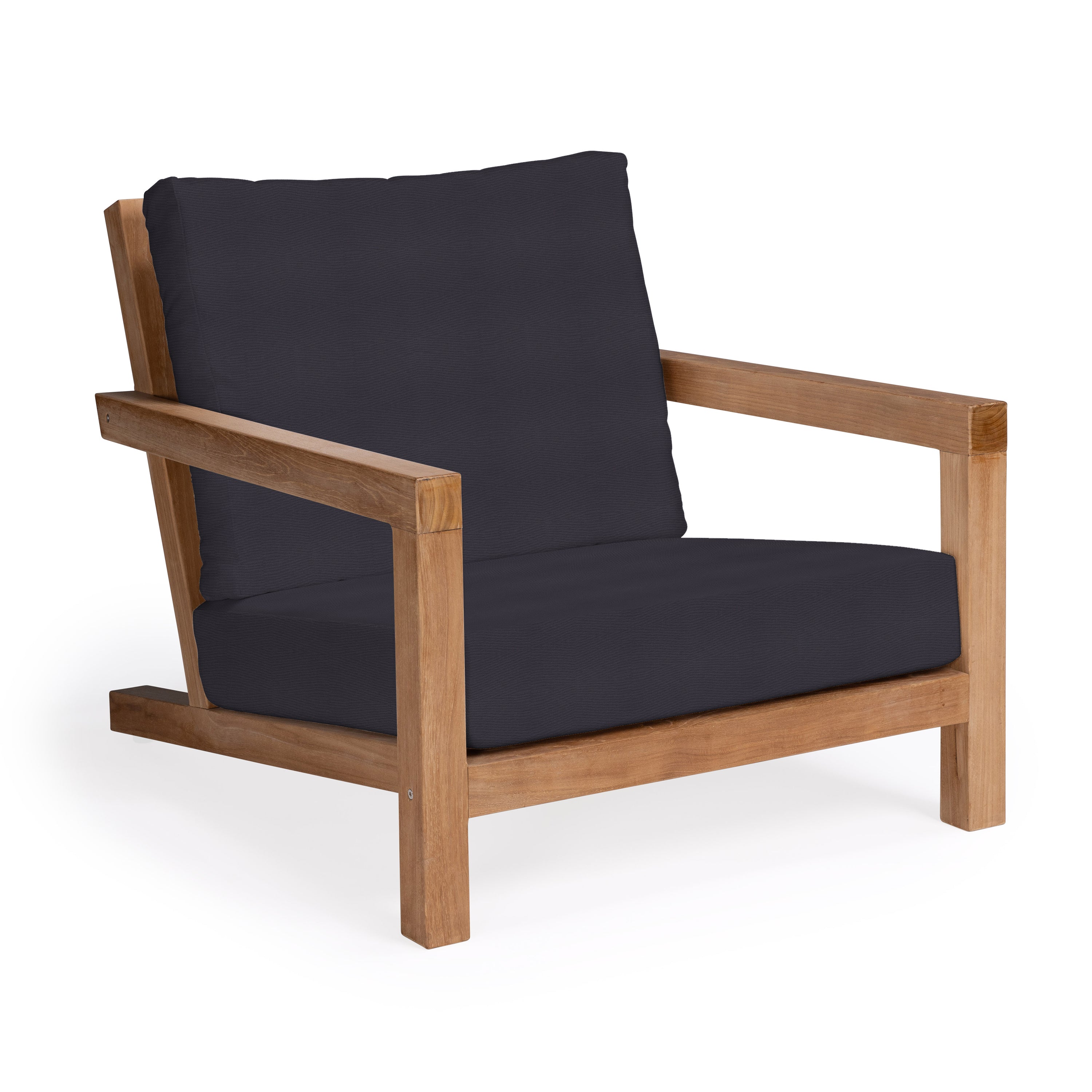 Granada teak outdoor club chair with black cushions