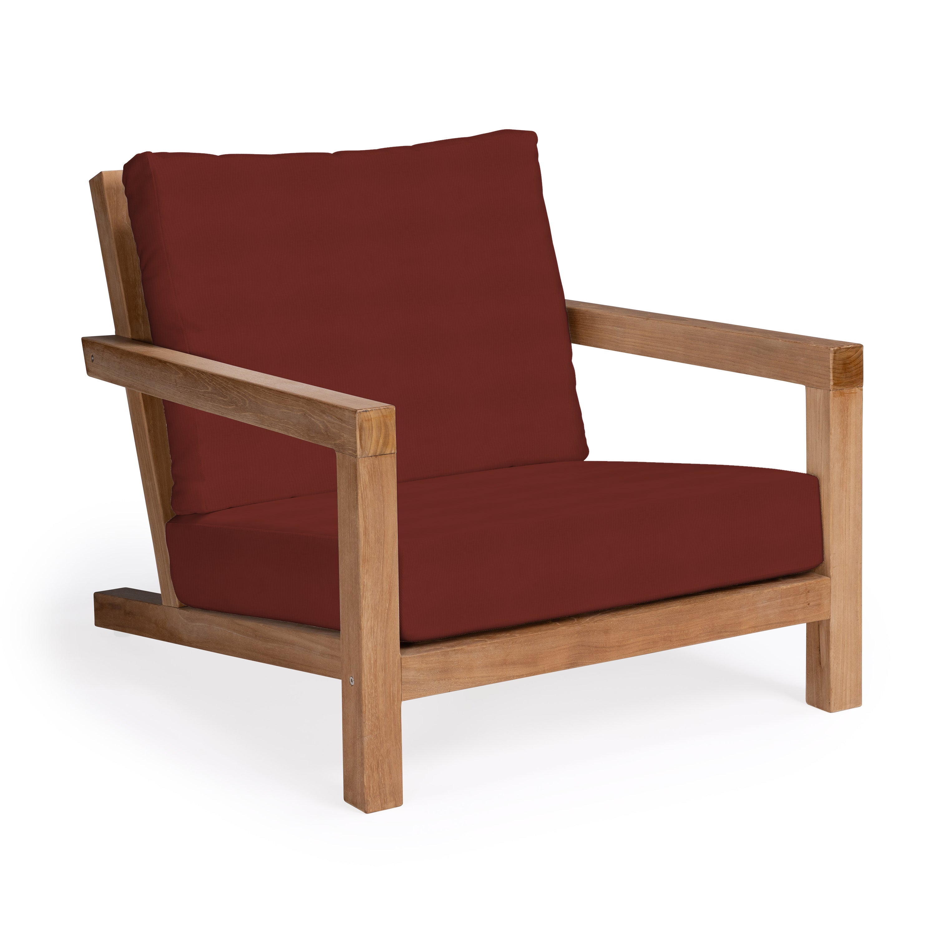 Granada teak outdoor club chair with red cushions