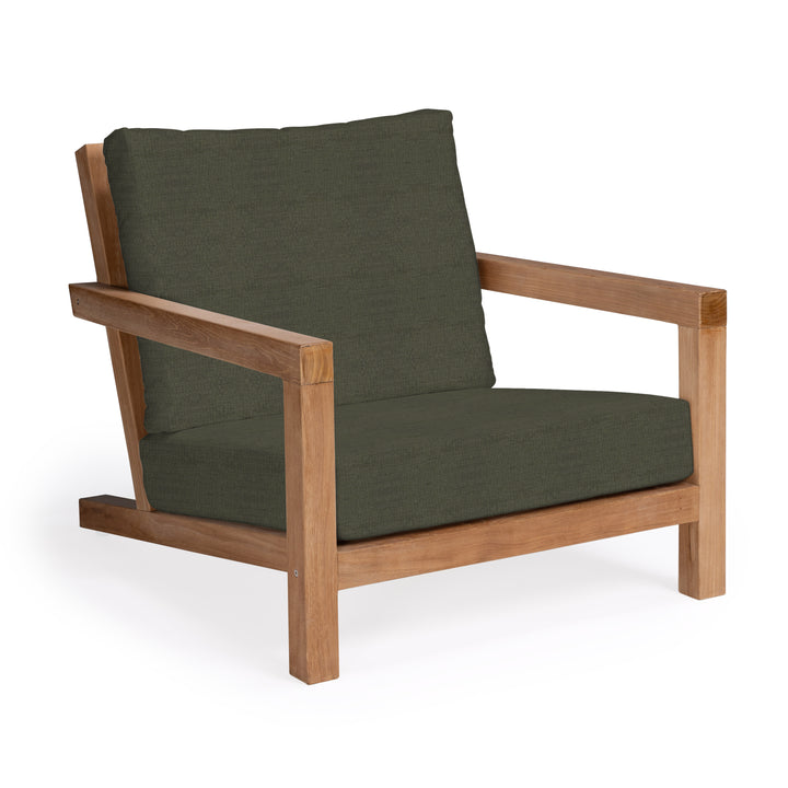 Granada teak outdoor chair with dark cushions