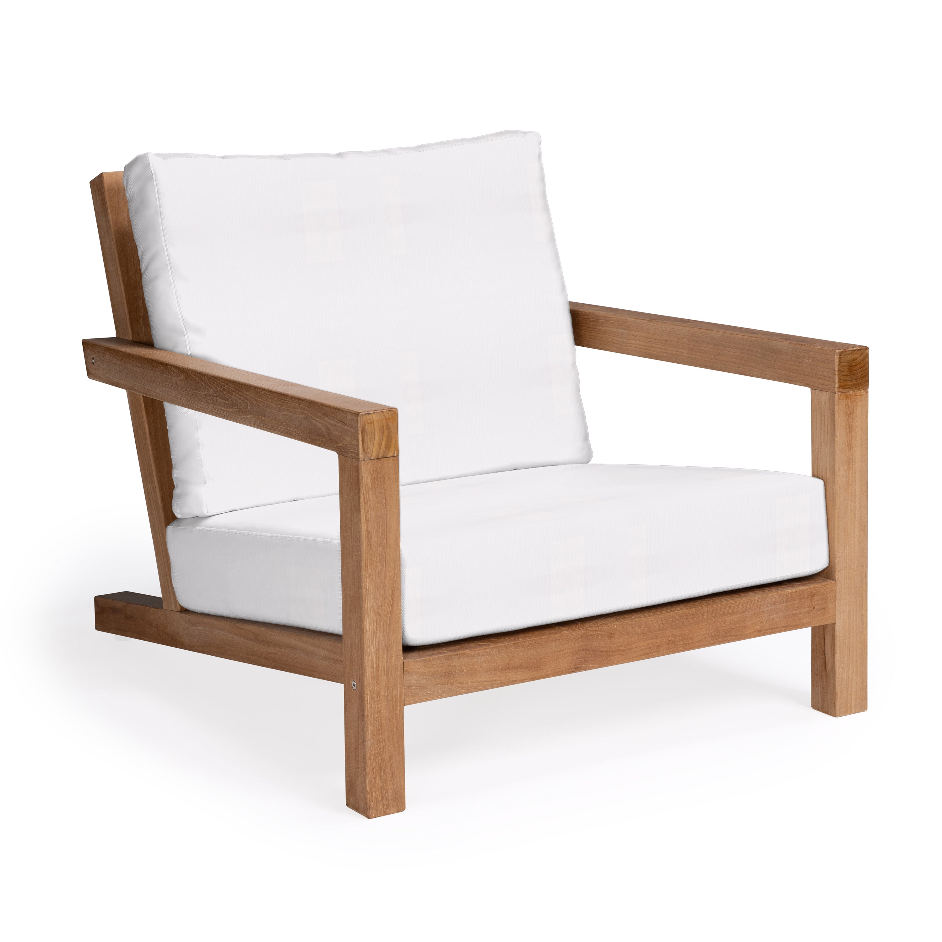Granada Teak Outdoor Club Chair with white cushions