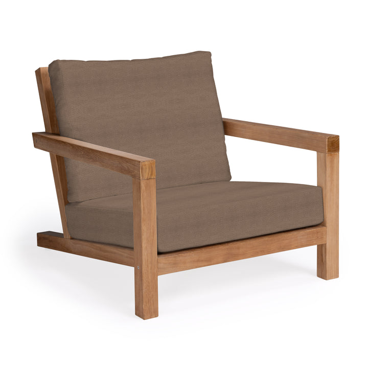 Granada teak outdoor club chair with brown cushions