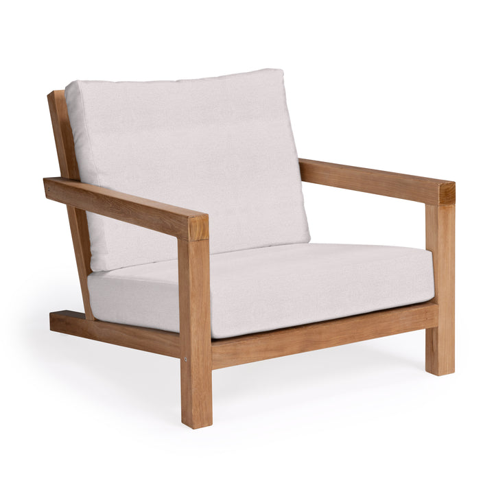 Granada teak outdoor chair with beige cushions