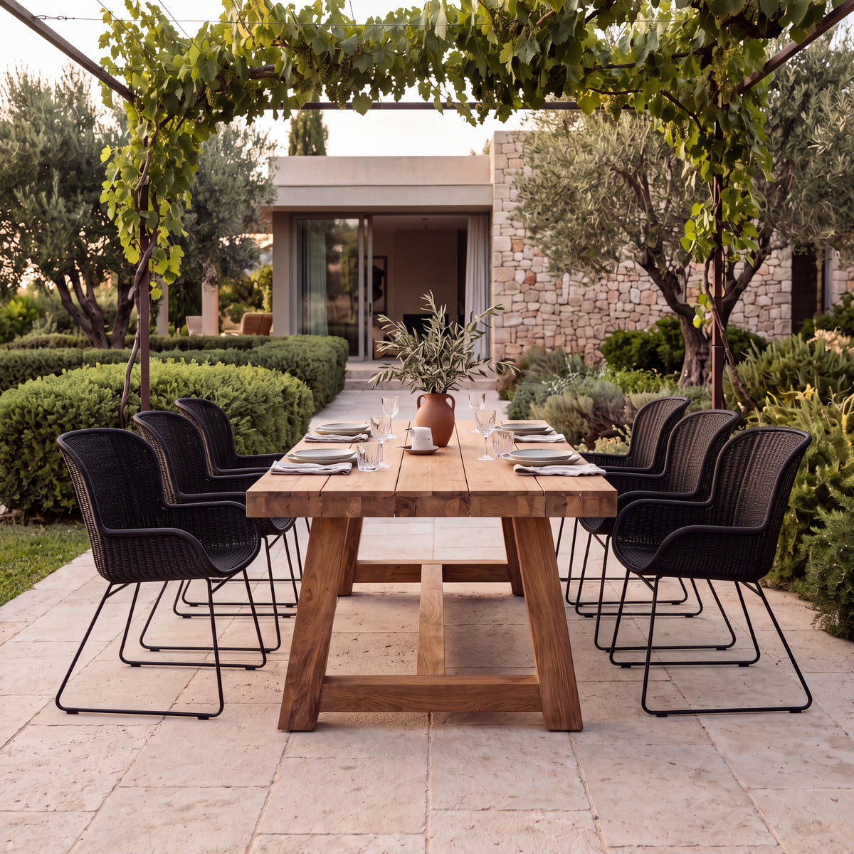 Georgia Wicker Outdoor Dining Arm Chair (Black)