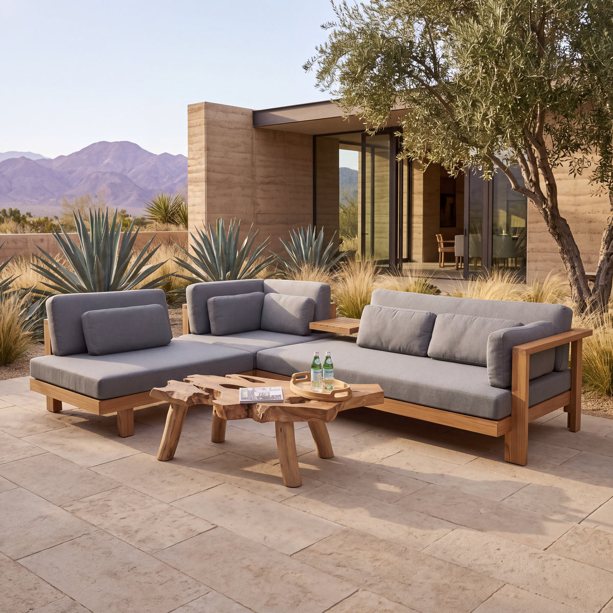 Cabo (Left Arm) RAF (Ready To Ship) Teak A-Grade Outdoor Sectional Daybed Set