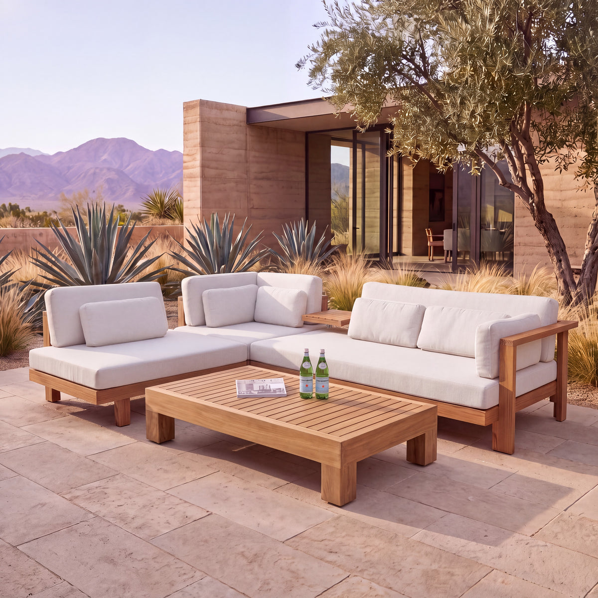 Cabo (Left Arm) RAF (Ready To Ship) Teak A-Grade Outdoor Sectional Daybed Set
