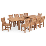 Capri Rectangle Extension Teak A-Grade Dining Table Set 90-110-129" with Wave Dining Chairs