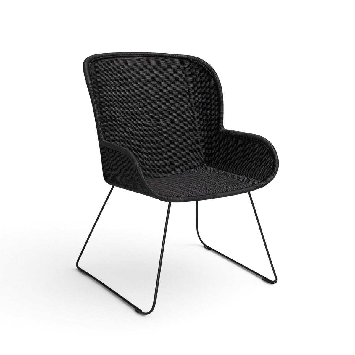Georgia Wicker Outdoor Dining Arm Chair (Black)