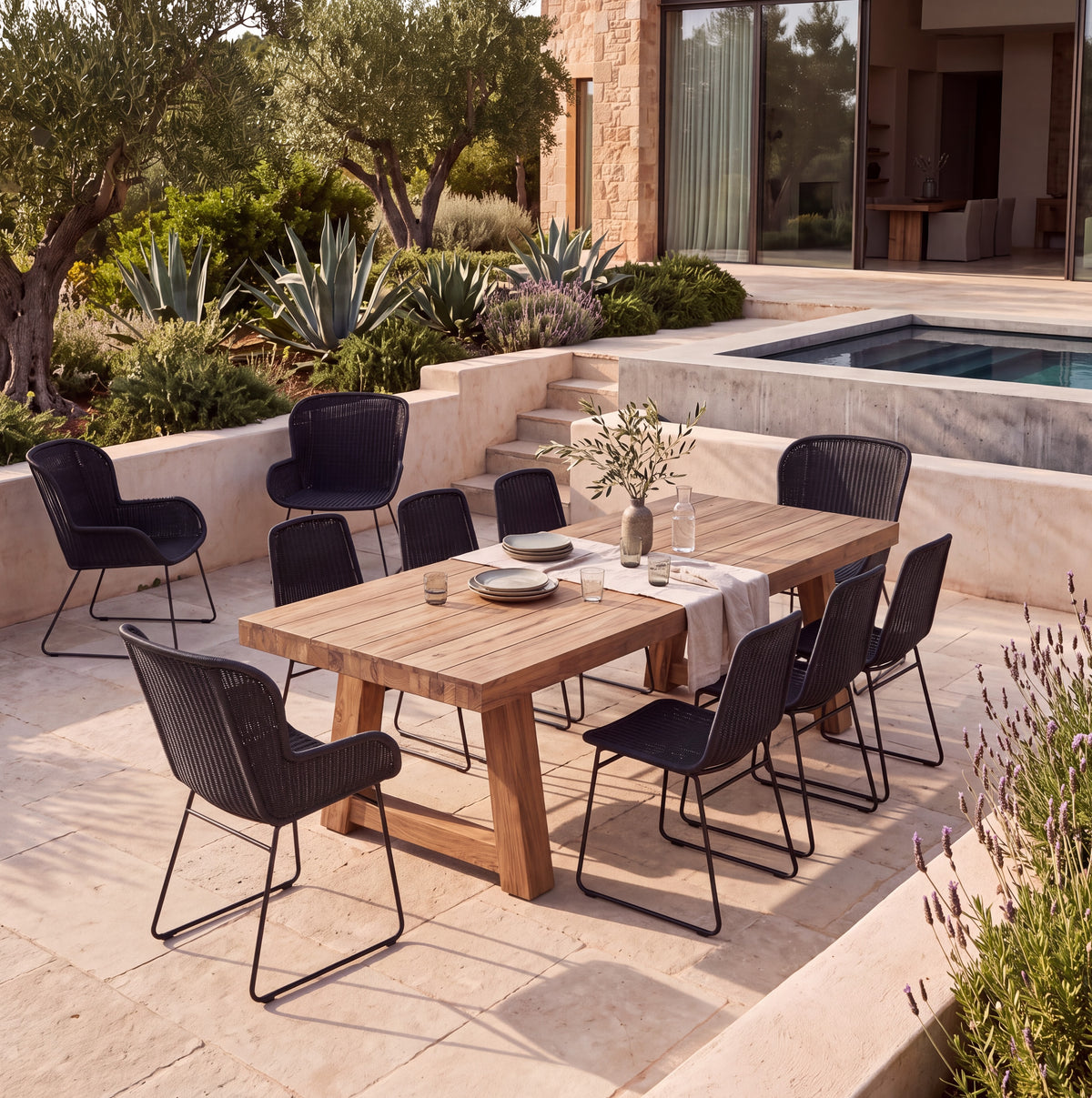 Georgia Wicker Outdoor Dining Side Chair (Black)