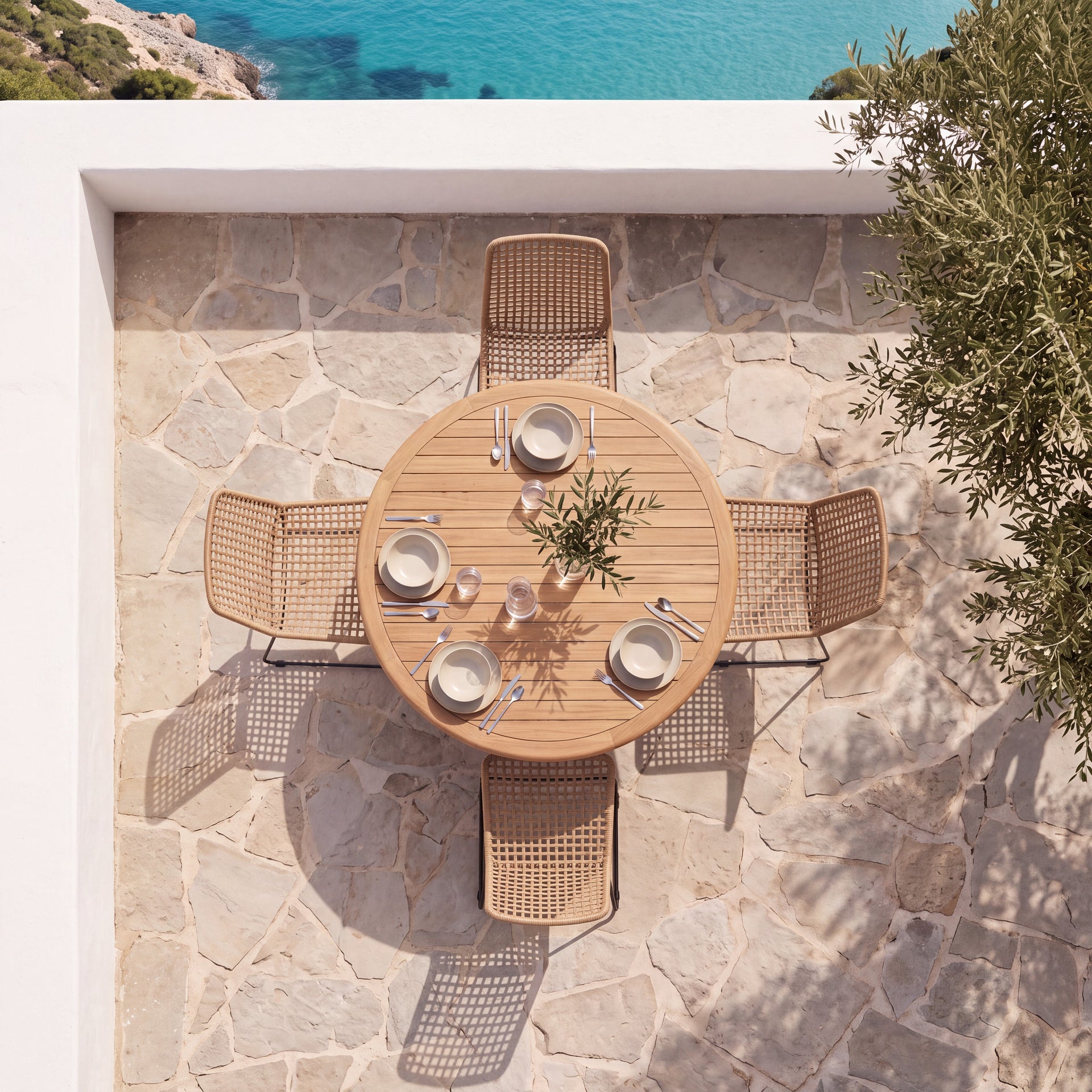 Leni Teak and Concrete Outdoor Dining Table