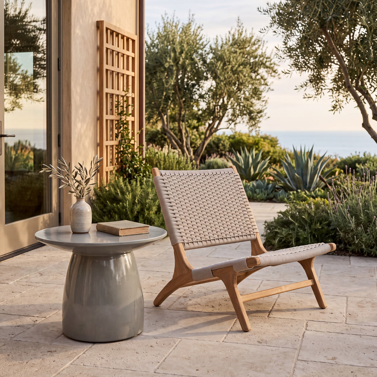 Parlor Fiberglass Outdoor Side Table (Green)