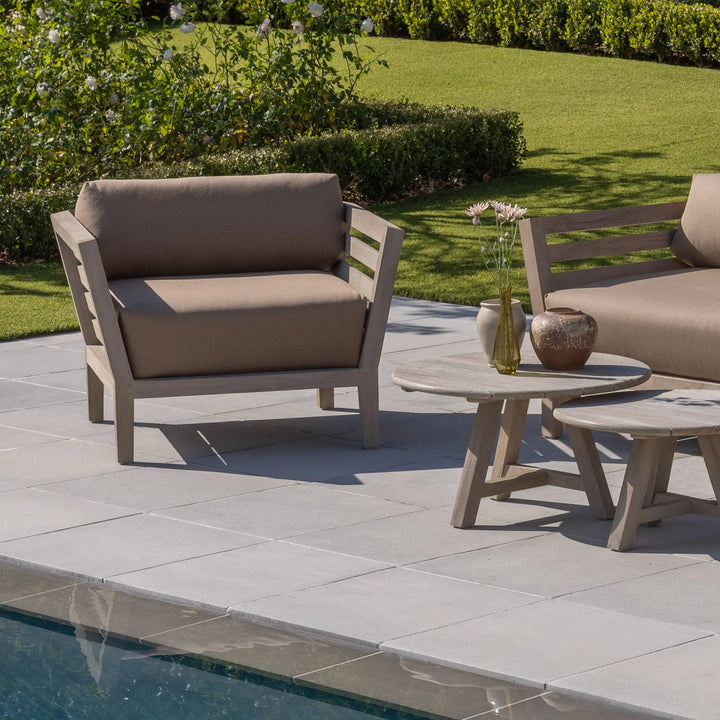 Romeo Weathered Teak Outdoor Club Chair Teak Warehouse