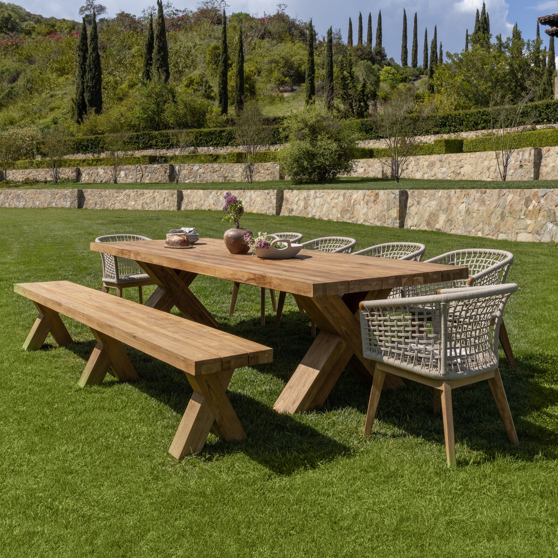 Boxx Reclaimed Teak Outdoor Dining Table 118"