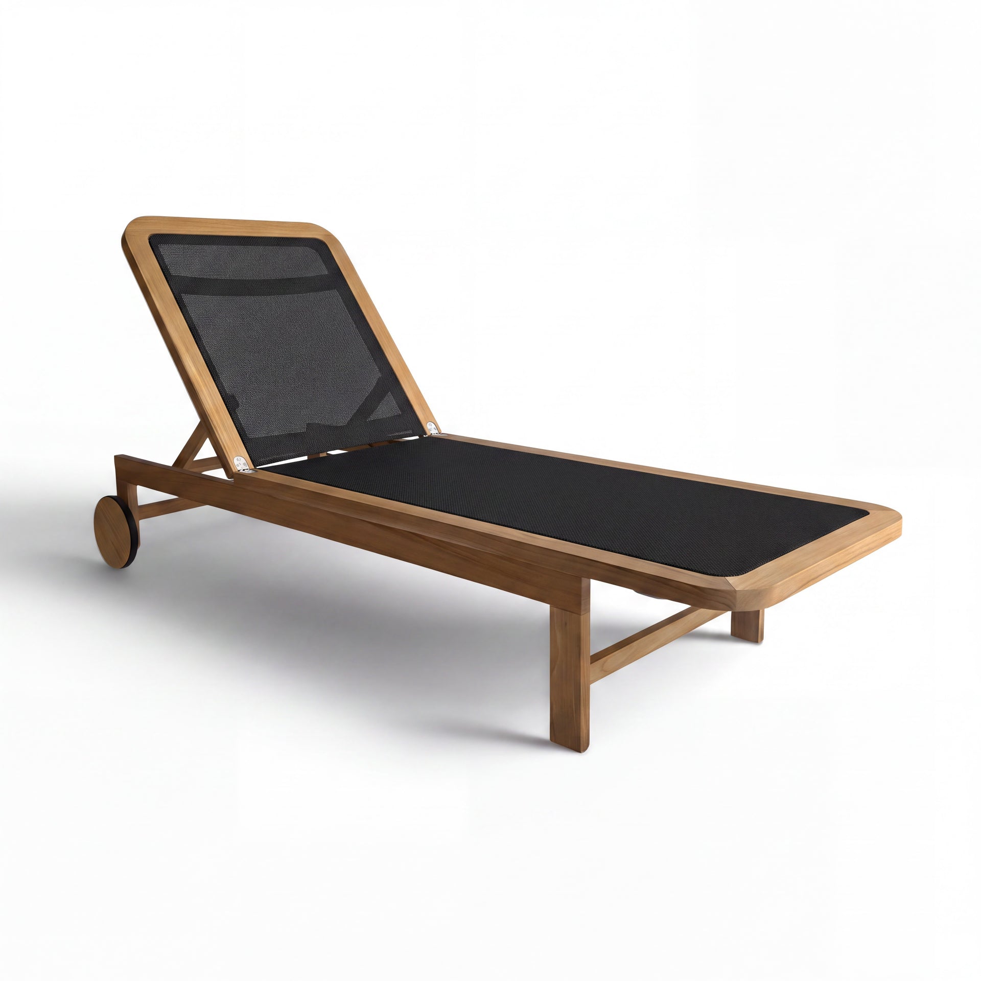 Santorini Curved Teak A-Grade and Mesh Sun Lounger (Black)