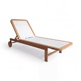 Santorini Curved Teak A-Grade and Mesh Sun Lounger (White)