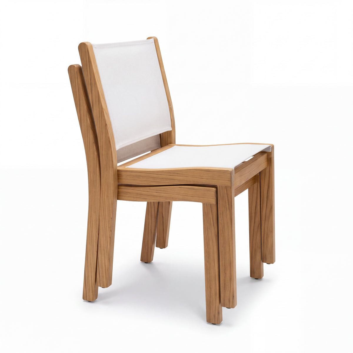 Santorini Teak A-Grade and Mesh Stacking Outdoor Dining Side Chair (White)