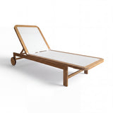 Santorini Curved Teak A-Grade and Mesh Sun Lounger (White)