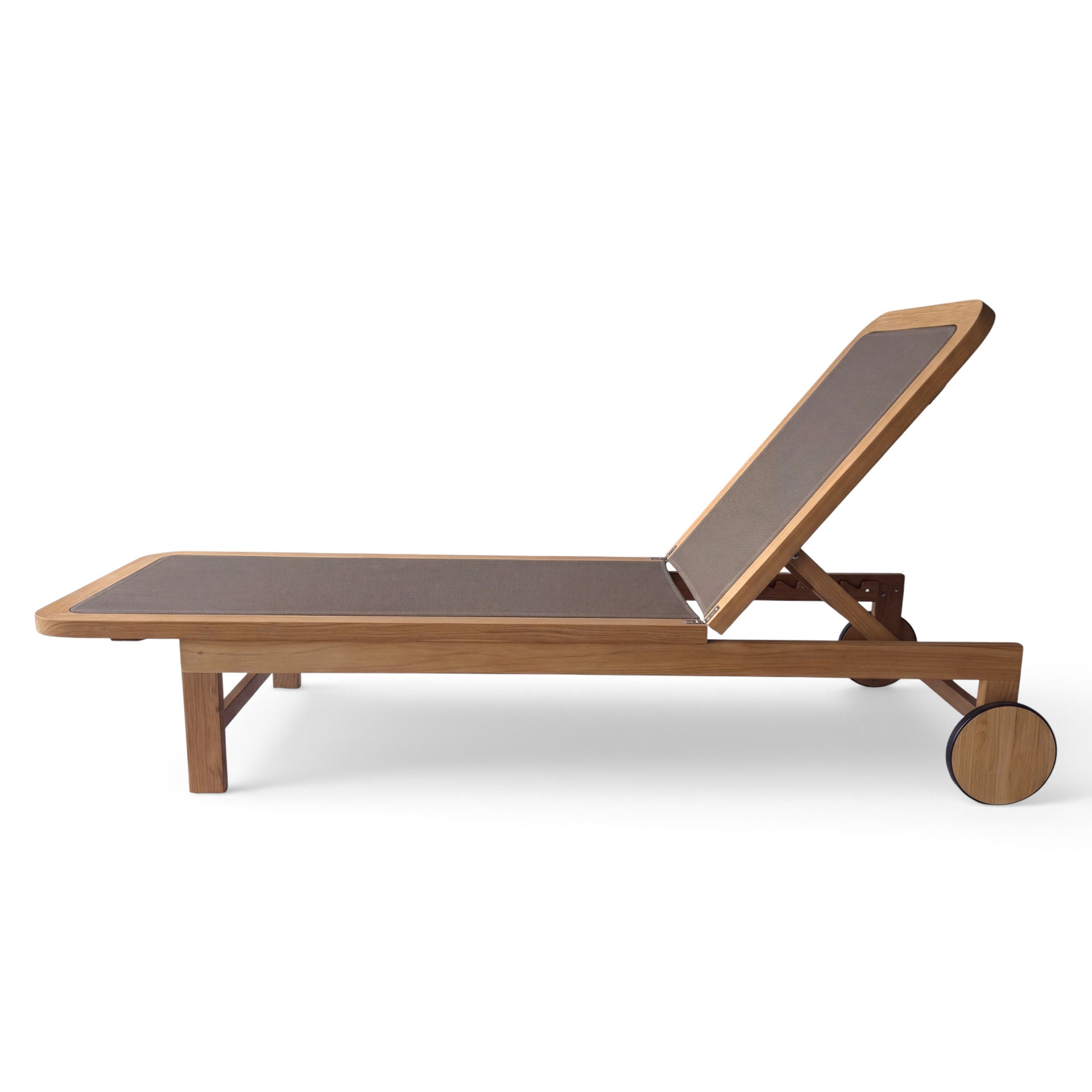 Santorini Curved Teak A-Grade and Mesh Sun Lounger (Taupe)