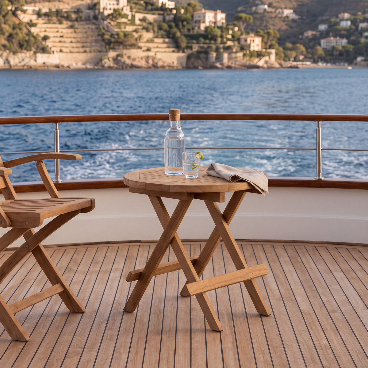 Skipper Round Teak A-Grade Outdoor Folding Side Table