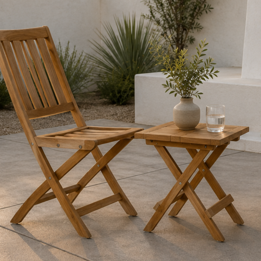 Skipper Square Teak A-Grade Outdoor Folding Side Table