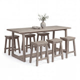 Troy Weathered Teak Outdoor Counter Height Table Set