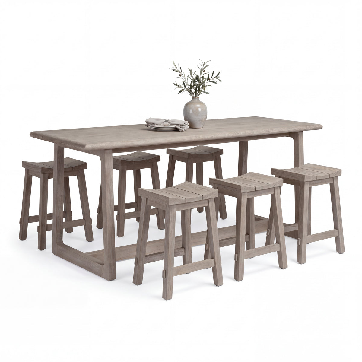 Troy Weathered Teak Outdoor Counter Height Table Set