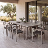 Troy A-Grade Teak Weathered Dining Table Set with Troy Bench and Stacking Chairs