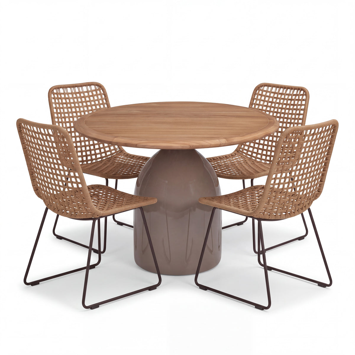 Leni Dining Table A-Grade Set with Molly Rope Side Chairs