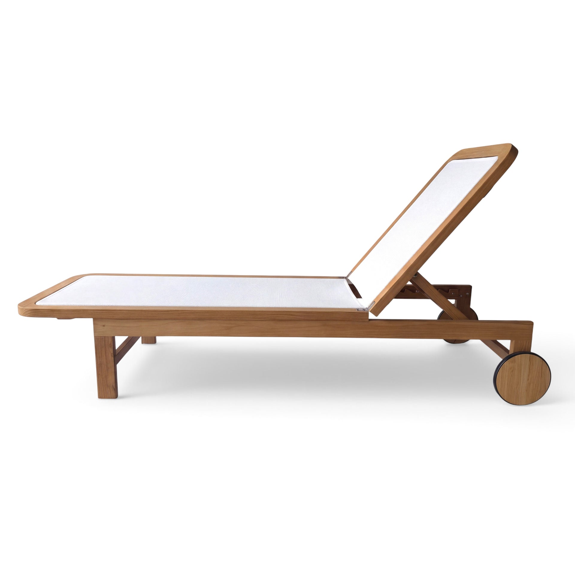 Santorini Curved Teak A-Grade and Mesh Sun Lounger (White)